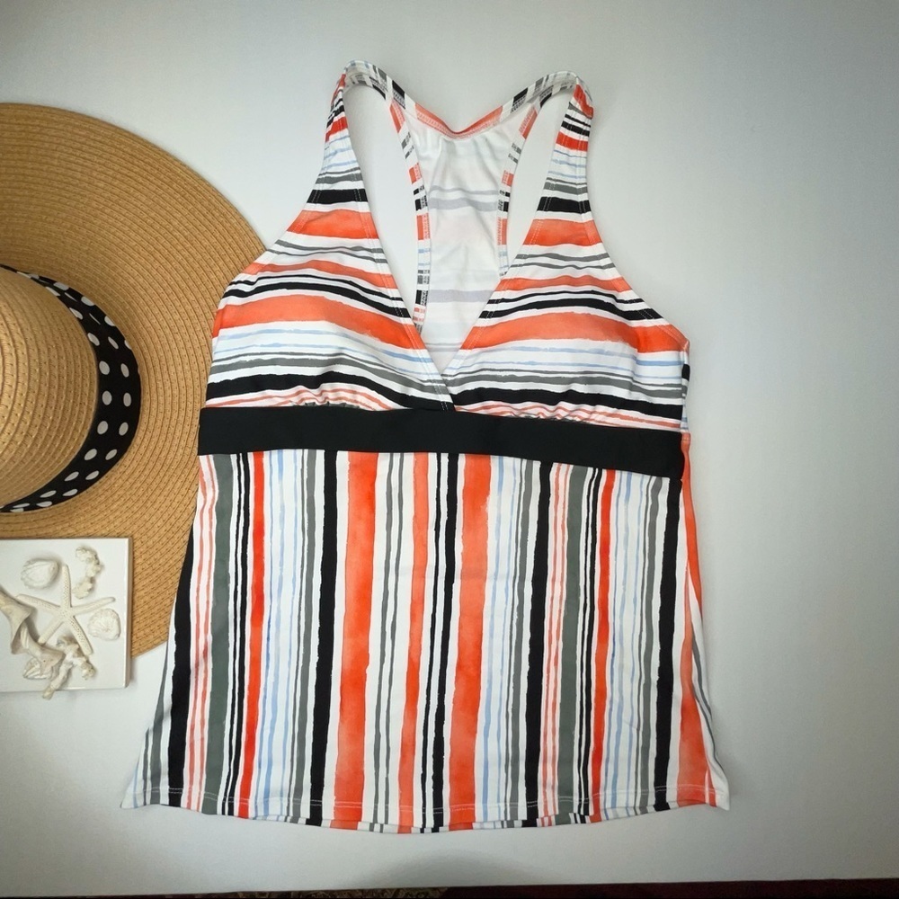 Next Earth Stripe Racerback Tankini Swim Top M - Picture 5 of 14
